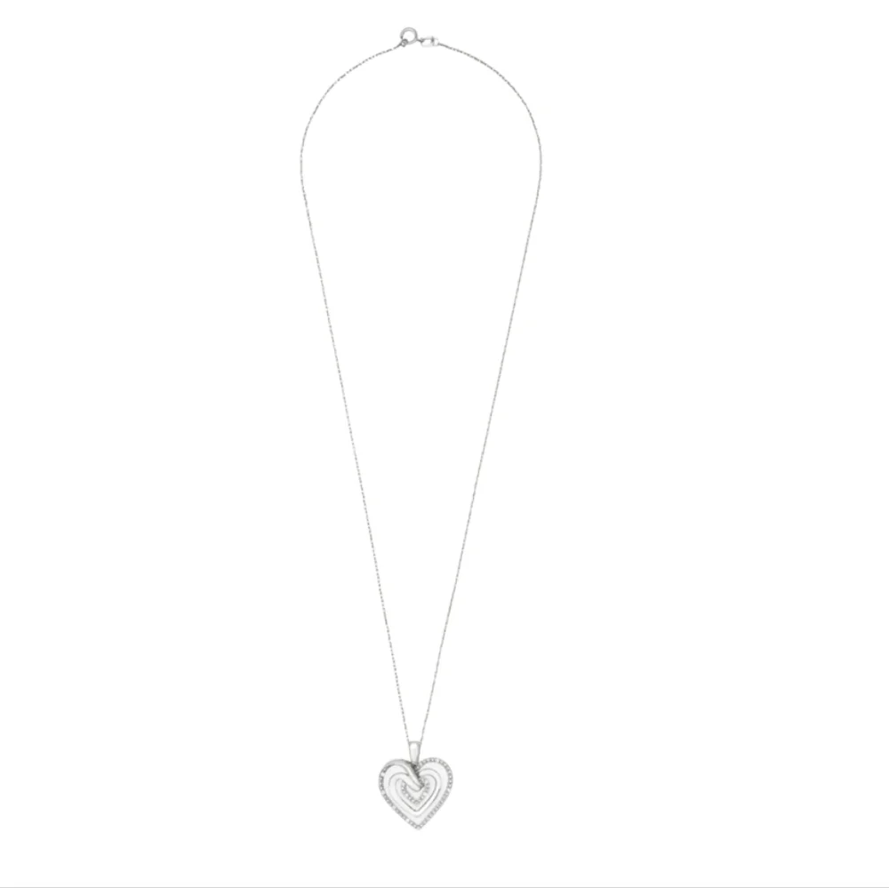 Bridge Diamond Sterling Silver Heart Necklace - Picture 4 of 7